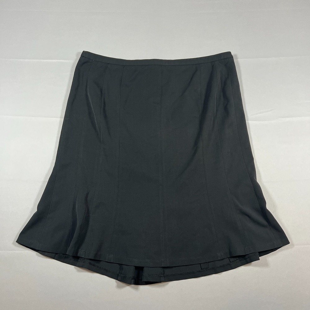 Lane Bryant Fit & Flare Skirt Women 16 Black Stretch Pleated High Waisted Casual